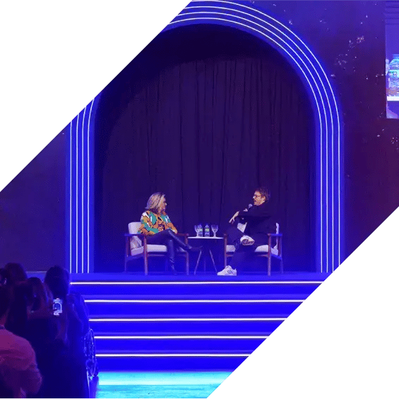 CEO da Gupy (Mariana Dias) e Fábio Porchat